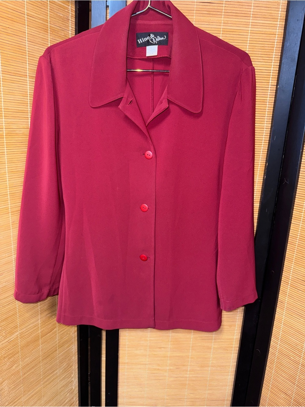 Vintage 1980s Hino & Malee Red Structured Blazer Jacket Size M Avant Garde
